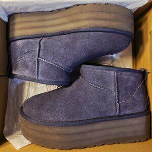 UGG Classic Ultra Mini Platform Ankle Boots - Navy Blue- Still in Box - NEW!!